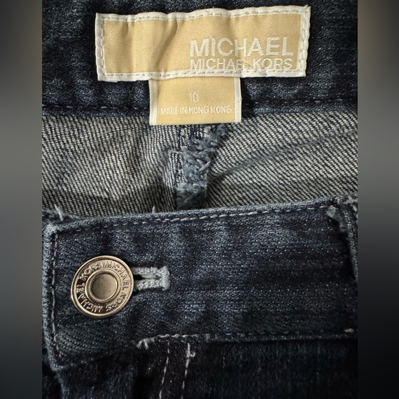 Michael Kors Bootcut Jeans Women's size 10 Dark Wash Blue Stretch Rhinestone - Picture 8 of 10